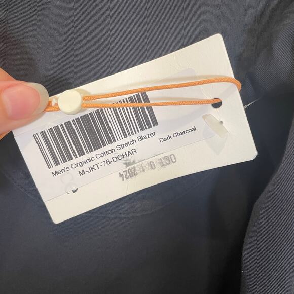 Quince Mens Organic Cotton Stretch Blazer in Charcoal Career Pockets NWT M - Picture 3 of 6